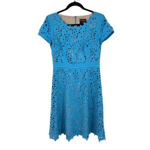 Focus by Shani dress laser cutout short sleeve light blue size 2
